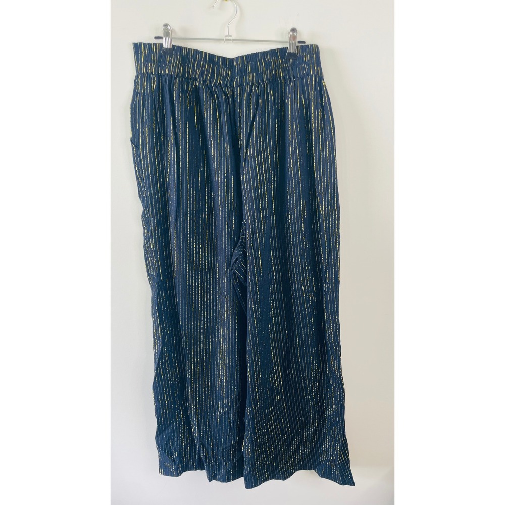 Boden Gold Stripe Wide Leg Lounge Pants Elastic Waist US 10 UK 14 - Picture 4 of 6